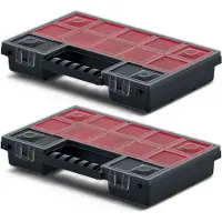 Kistenberg Sorteerbox/vakjes koffer - 2x - 12 vaks - kunststof - zwart - 29 x 19 x 5 cm
