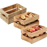 Kesper Fruitkisten opslagbox - 3x - old look - lichtbruin - hout - L40 x B30 x H23 cm - Kisten/kistjes