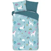 Good Morning 10018.20.01 Dekbedovetrek Flanel Snowycorn Blue - 140 x 200/220 cm
