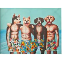 J-Line Wanddecoratie Honden Zwemshorts Canvas/Verf Mix