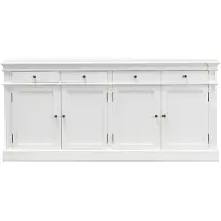 Ebuy24 Mozart dressoir met 4 deuren en 4 lades breedt 186 cm, hoogte 86 cm antiek wit, antiek gepatineerd.