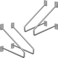 ML-Design 4 stuks plankbeugel, 220 mm, zilver, gemaakt van staal, haarspeld plankbeugels, zwevende plankbeugel,