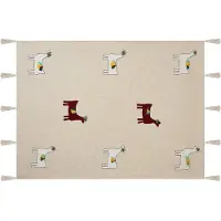 Beliani Plafond, Deken katoen beige / bruin 130 x 180 cm lama motief DEOGHAR (130 x 180 cm)