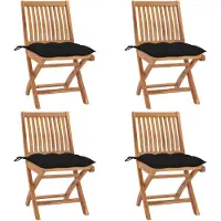 vidaXL Tuinstoelen 4 st inklapbaar met kussens massief teakhout