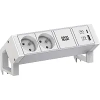 Bachmann DESK2 ALU WIT 2xUTE 1xUSB A/C 22W 0,2m GST18
