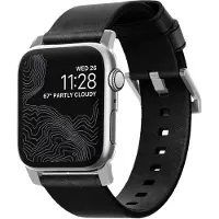 Nomad Modern Band van leder voor de Apple Watch | 44/45/46/49 mm - Black / Silver