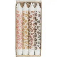Rustik Lys Stearine dinerkaarsen 'Leopard' Set van 4, Ø 2.2 x 19cm
