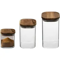 Secret De Gourmet Set van 3x keuken voorraadbussen/potten glas 0.6-1.0-1.3 Liter inhoud - Voorraadpot