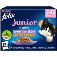 Super Merchant Felix Fantastic Jellied Kittenvoer Rund, Kip, Zalm, Sardine - 12x 85 g