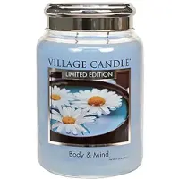 Village Candle kaars Body & Mind 10 x 15 cm wax lichtblauw