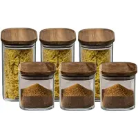 Secret De Gourmet Set van 6x keuken voorraadbussen/potten glas 0.6 en 1.3 Liter inhoud - Voorraadpot