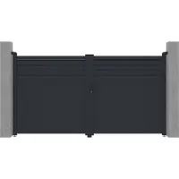 Vente-unique Elektrische draaipoort van aluminium - L.305 x H.166 cm - Antraciet - VIAZO