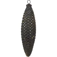 Clayre & Eef Kerstbal Overig 7x6x24 cm Zwart Glas Kerstballen