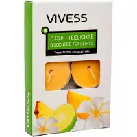 Vivess Tropical Fruits geurende gele theelicht kaarsen - pak van 6 stuks