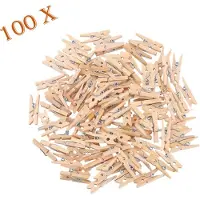 FSW-Products Houten Mini Knijpers (25x3mm) - Set van 100 Kleine Clips voor Polaroid Foto's, Kerstkaarten en Meer