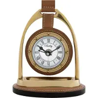 Eichholtz tafelklok Clock Bailey Equestrian - buroklok - koper met bruin leder