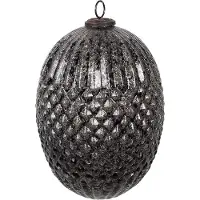 Clayre & Eef Kerstbal Overig Ø 17x25 cm Zwart Glas Kerstballen