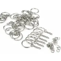 FSW-Products - 10 Stuks - Sleutelringen met ketting - Sleutelringen - RVS - Sleutel labels - Sleutelhanger - Sleutel caps - Sleutellabels