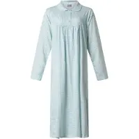Lunatex - klassiek dames nachthemd 224158 met kraag - blauw - maat S