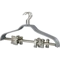 Mawa [Set van 5] 41FK - ruimtebesparende metalen kledinghangers met zilver anti-slip en voorzien van knijpers voor rokken en broeken
