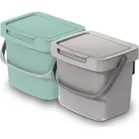 Keden GFT aanrecht afvalbakjes set - 2x - beige/mintgroen - 3L - 19 x 17 x 15 cm - klepje/hengsel