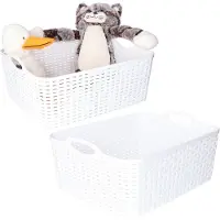 PlasticForte opbergmandje/kastmandje - 4x - 11 liter - wit - kunststof - 35 x 28 x 16 cm - nestbaar