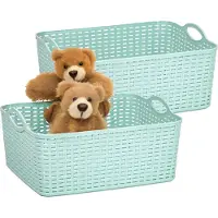PlasticForte opbergmandje/kastmandje - 4x - 11 liter - mintgroen - kunststof - 35 x 28 x 16 cm - nestbaar