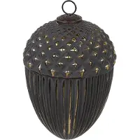 Clayre & Eef Kerstbal Overig Ø 15x21 cm Zwart Glas Kerstballen