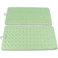 Merkloos Badmat Set - Groene Badkamer Mat en Douchemat - 76x36cm - 100% Natuurlijk Rubber - 2 Stuks