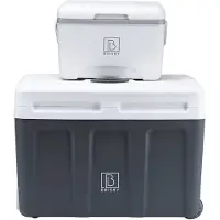 Brisby 40 Liter Elektrische Koelbox met 12V, 220/230 Volt Aansluiting – AC/DC - inclusief passieve koelbox - GRIJS