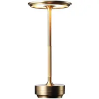 Goliving Tafellamp Oplaadbaar – Draadloos en dimbaar – Moderne touch lamp – Nachtlamp Slaapkamer – Spatwaterbestendig – 27 cm – Goud