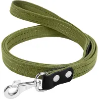 Waudog Canvas Hondenlijn / Hondenriem - Katoen - Waterafstotende coating - Legergroen - Reflecterend - Breedte: 20 mm - Lengte: 150 cm