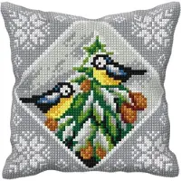 Kanex Borduurpakket Twee vogeltjes in een boom kussen -