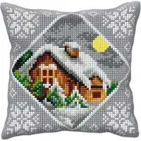 Kanex kussenpakket huisje in de sneeuw 9541 om te borduren
