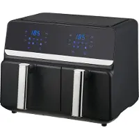 Nexxt Digitale Dubbele Airfryer XXL - Heteluchtfriteuse met Touchscreen – Inhoud 5,5 + 3,5 Liter – 8 Kookprogramma's - Zwart