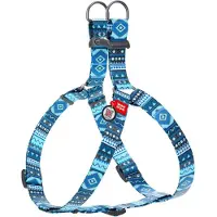 Waudog Ethno Harnas / Hondentuigje - Nylon - Blauw - Gratis QR Tag - Breedte: 25 mm - Borstomtrek: 60 - 90 cm (GELIEVE ALVORENS BESTELLEN OPMETEN)