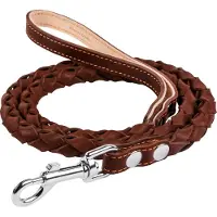 Waudog Classic Hondenriem - Gevlochten (rond) - Leder - Bruin - Diameter: 16 mm - Lengte: 122 cm