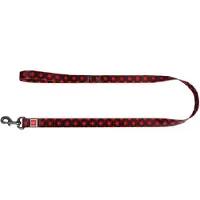 Waudog Red Tartan Hondenlijn / Hondenriem - Nylon - Rood / Zwart geblokt - Breedte: 15 mm - Lengte: 122 cm