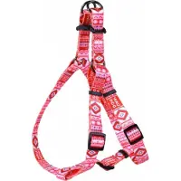 Waudog Ethno Harnas / Hondentuigje - Nylon - Rood - Breedte: 25 mm - Borstomtrek: 60 - 90 cm (GELIEVE ALVORENS BESTELLEN OPMETEN)