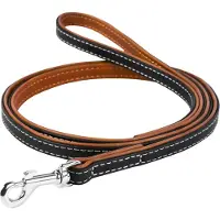 Waudog Soft Hondenriem / Hondenlijn - Echt Leder - Zwart - Breedte: 18 mm - Lengte: 122 cm
