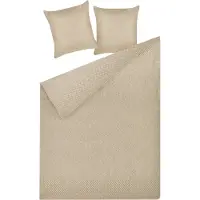 Beliani Plafond, Sprei set met kussen Embossed Pattern 3-delig taupe 140 x 210 cm SHUSH (140 x 210 cm)
