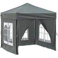 vidaXL - Partytent - inklapbaar - met - zijwanden - 2x2 - m - antracietkleurig