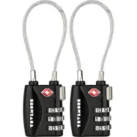 TRVLMORE Kofferslot Lang - TSA Reisslot - Slot - 3 Cijferig Hangslot - 14 cm Kabelslot - 2 Stuks - Cijferslot - Zwart
