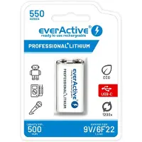 EverActive USB-C oplaadbaar E-block 9V (1 stuk, 500 mAh)