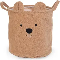 Childhome Teddy Opbergmand 40 x 40 x 40 cm - Speelgoedmand in Zachte Teddystof met Berenoortjes - Ook als Wasmand Babykamer of Decoratie - Stevige Binnenvoering - Lichtgewicht - Ecru