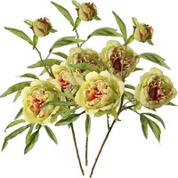 Top Art Topart Kunstbloem pioenroos Spring Dream - 3x - groen/roze - 73 cm - kunststof steel - decoratie - Kunstbloemen