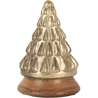 Clayre & Eef Kerstdecoratie Kerstboom Ø 13x19 cm Goudkleurig Glas Hout Goudkleurig