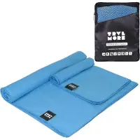 TRVLMORE Microvezel Reishanddoek Set - 2 Stuks - Klein (40 x 80 cm) & Groot (76 x 150 cm) - Microvezel - Blauw