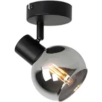 QAZQA Smart spot zwart met smoke glas incl. Wifi P45 - Vidro