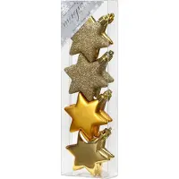 Merkloos Christmas goods Kersthangers - 8x - sterren - goud - 6 cm - Kersthangers